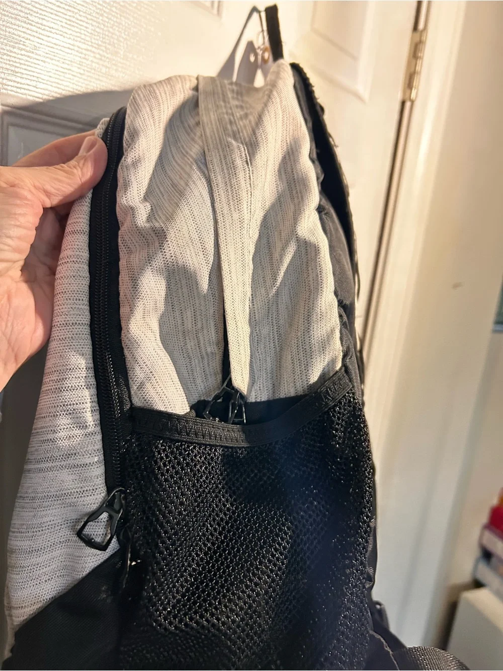 adidas White Heather Backpack with Black Accents